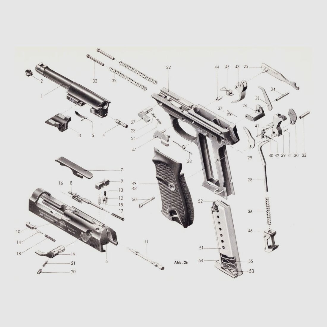 Walther Hahn [39] komplett für Walther Pistole P38 / P1