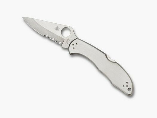 Spyderco Delica 4 Stainless Knife with Steel Handle Combined Blade