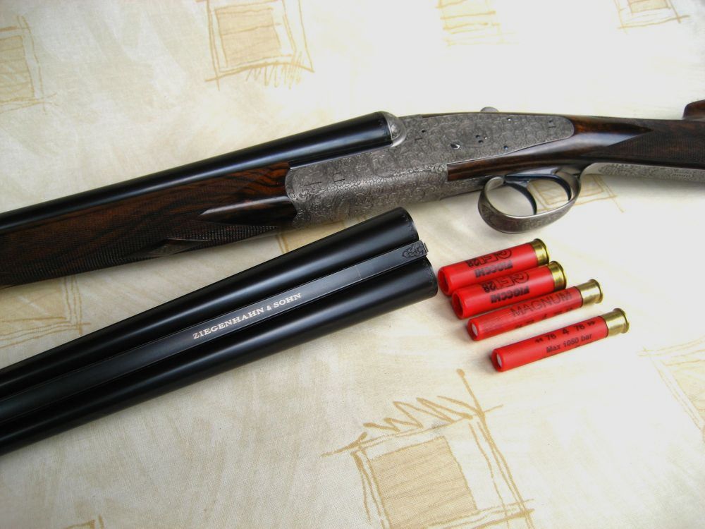 Goat Rooster & Son, "Berst Gun" exhibition weapon side-lock shotgun with interchangeable barrel