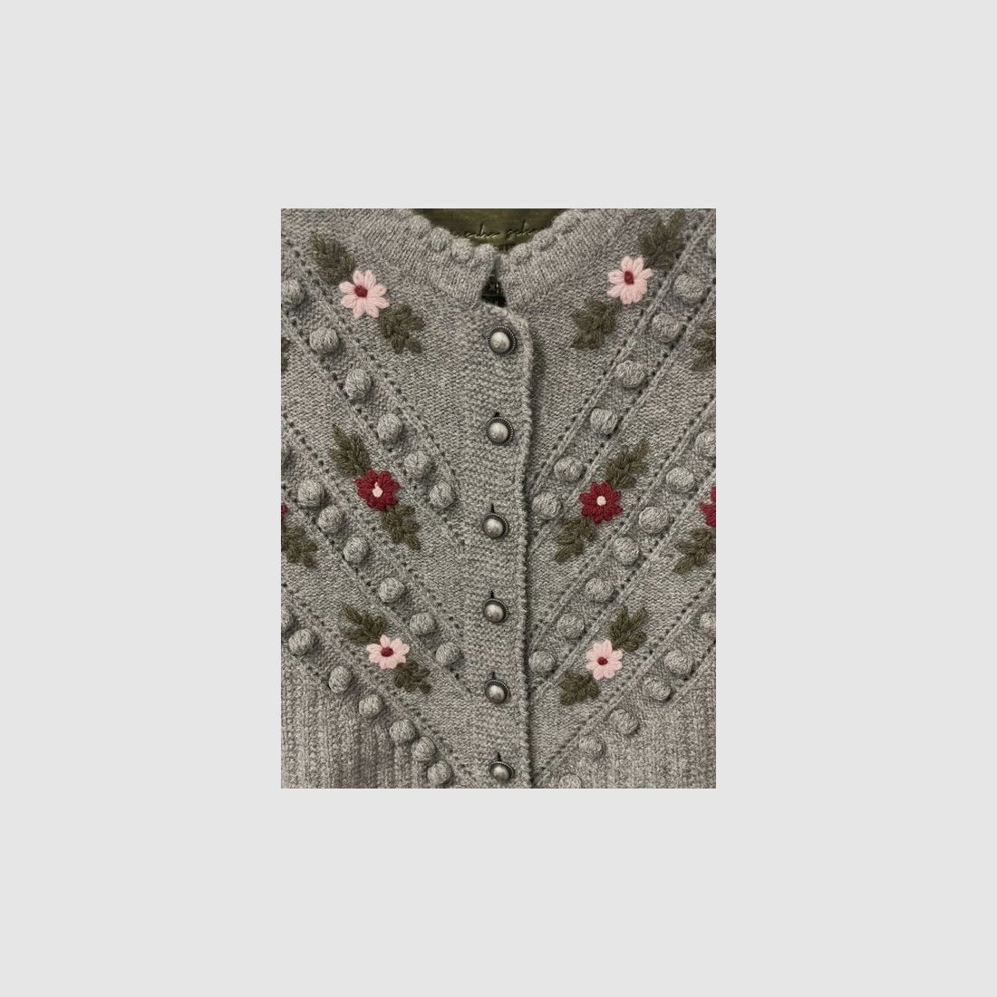 beau gilet Trachten en Gris Moyen-Bordeaux/Rose, image 2 sur 2