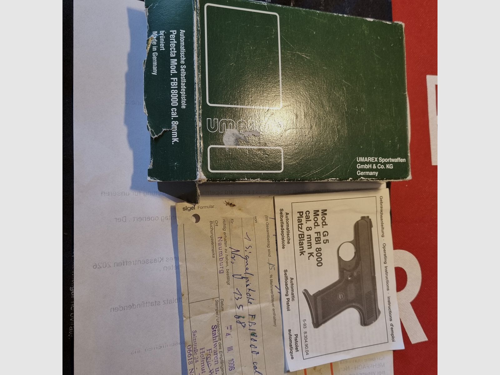 Pistolet compact FBI 8000 Mod. G5, de 1996 avec facture, 8mm, en plus de 10 coups CS, PTB 387/2