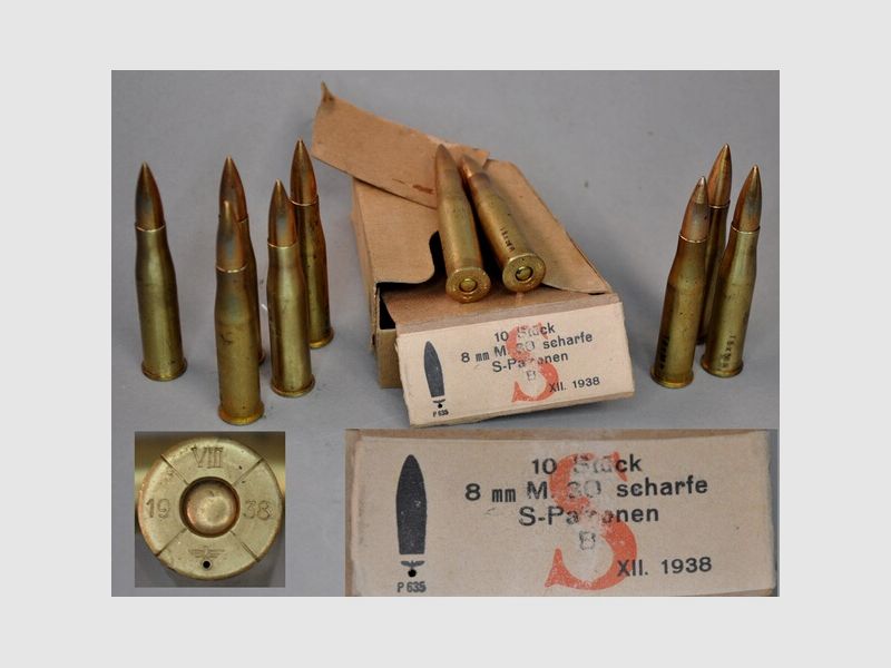 10 Deko-Patronen 8 x 56 R für Steyr M95 von 1938 mit Schachtel
