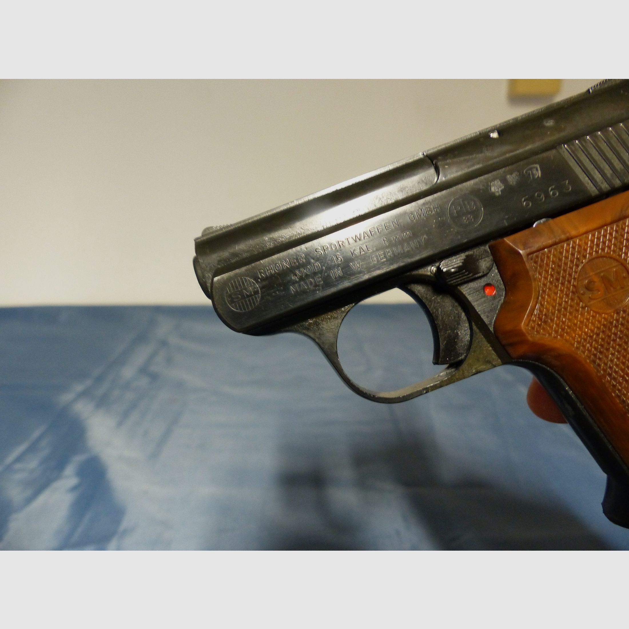 Blank gas pistol Rhöner Sportwaffen GmbH SM 15 Cal. 8 mm bang PTB 83/2 from 1977 vintage