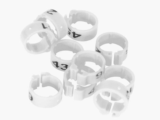 Bagues Spécial Pigeon Marquage Laser Indélébile numérotées 26-50 Blanc