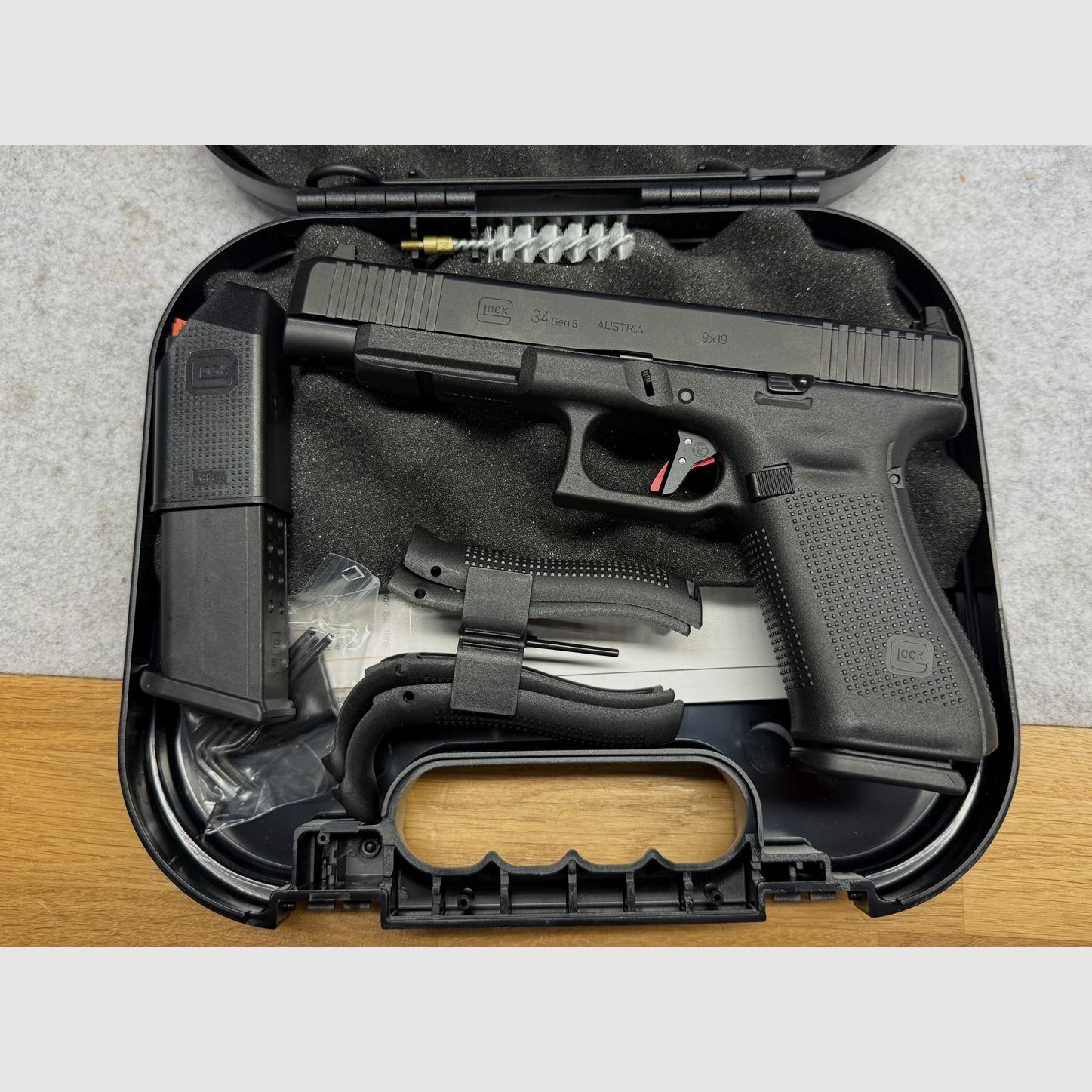 Glock 34 Gen. 5 MOS Competition caliber 9mm Luger including Timney match trigger & SD steel sights