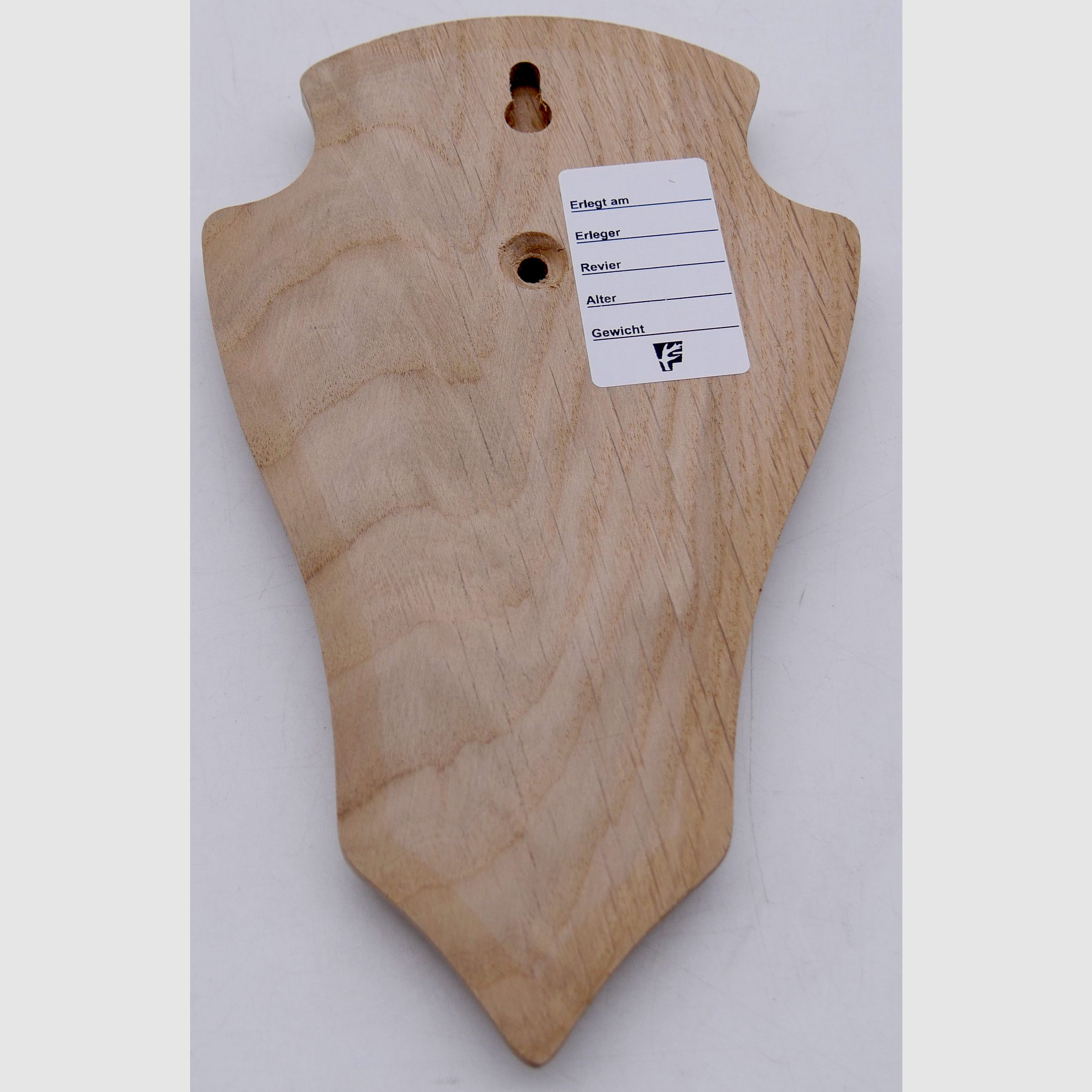 Wappenschilder für Rehtrophäen Doppelfräsung aus Eichenholz Hell 18x11cm