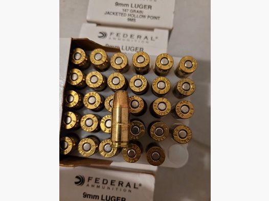 300 rounds 9x19mm 9mm Luger Parabellum from Federal Jacketed Hollow Point 147 grain