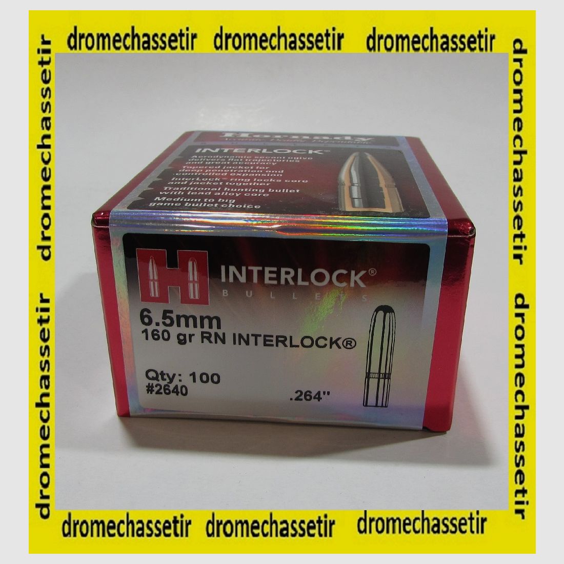 Box mit 100 Geschossen Hornady Kal. 6,5 (0,264) INTERLOCK RN 160 Grain