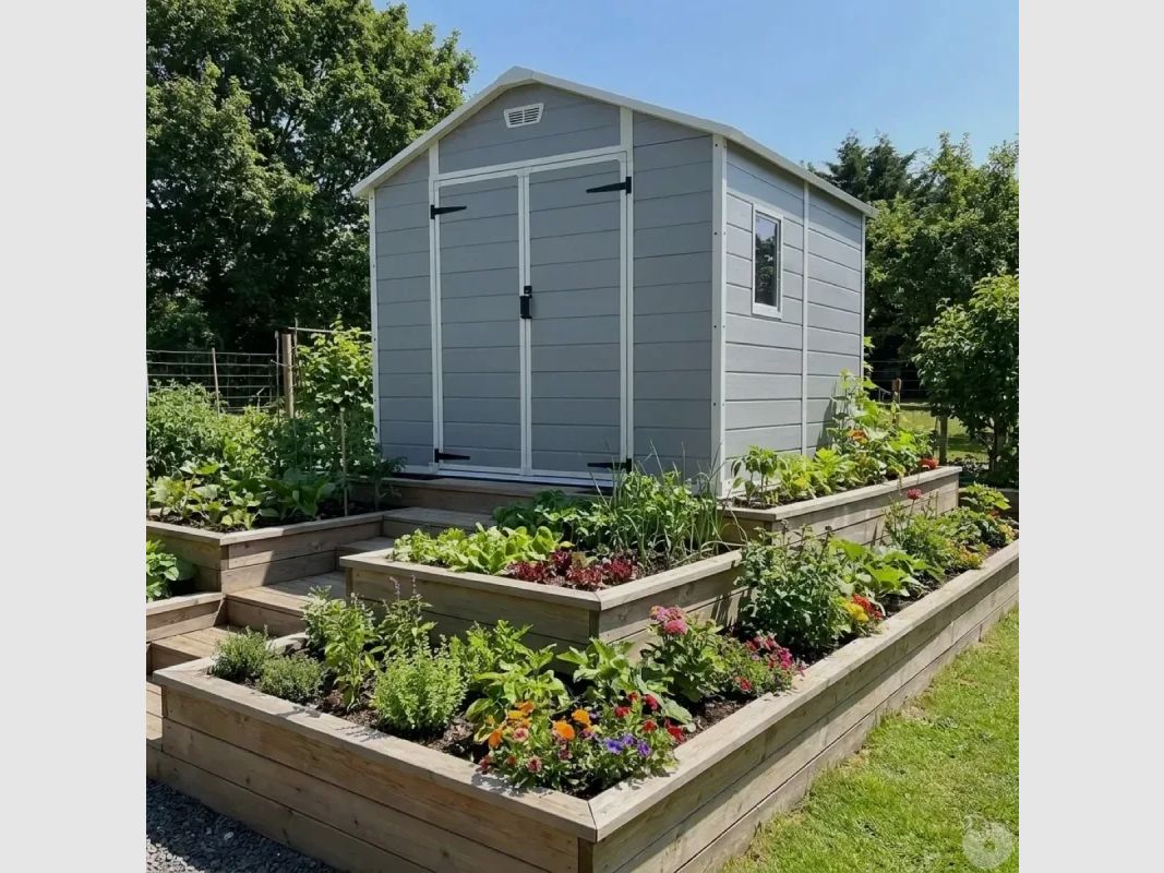Gartenhaus Lys aus Kunststoff Höhe 222 cm - 2 Türen 4,18 m², Bild 2 von 13