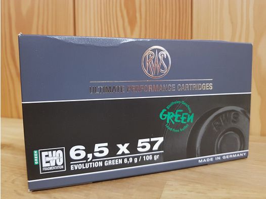 RWS MUNIZIONI CAL. 6,5X57 EVO GREEN 106 GR