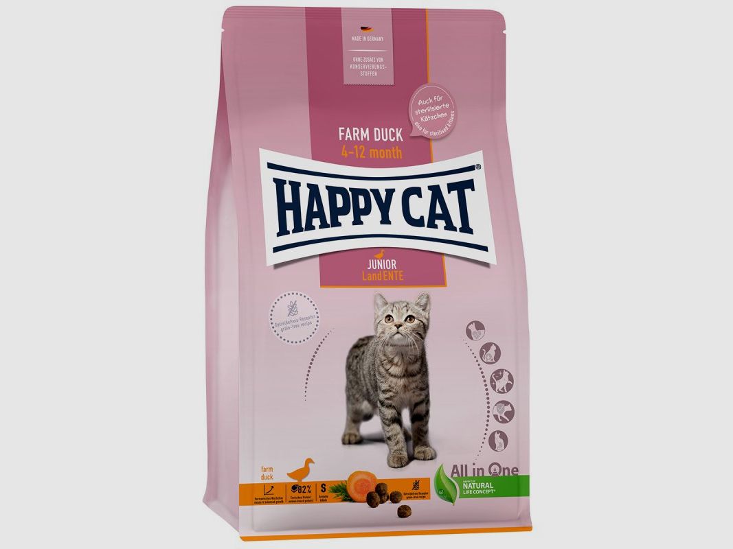 Happy Cat Katzen Trockenfutter Junior Land Ente 300 g