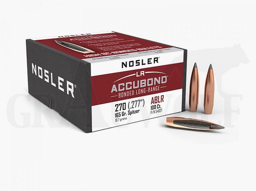 .277 / 7 mm 165gr / 10,7 g Nosler AccuBond Long Range Spitzer Balas 100 piezas