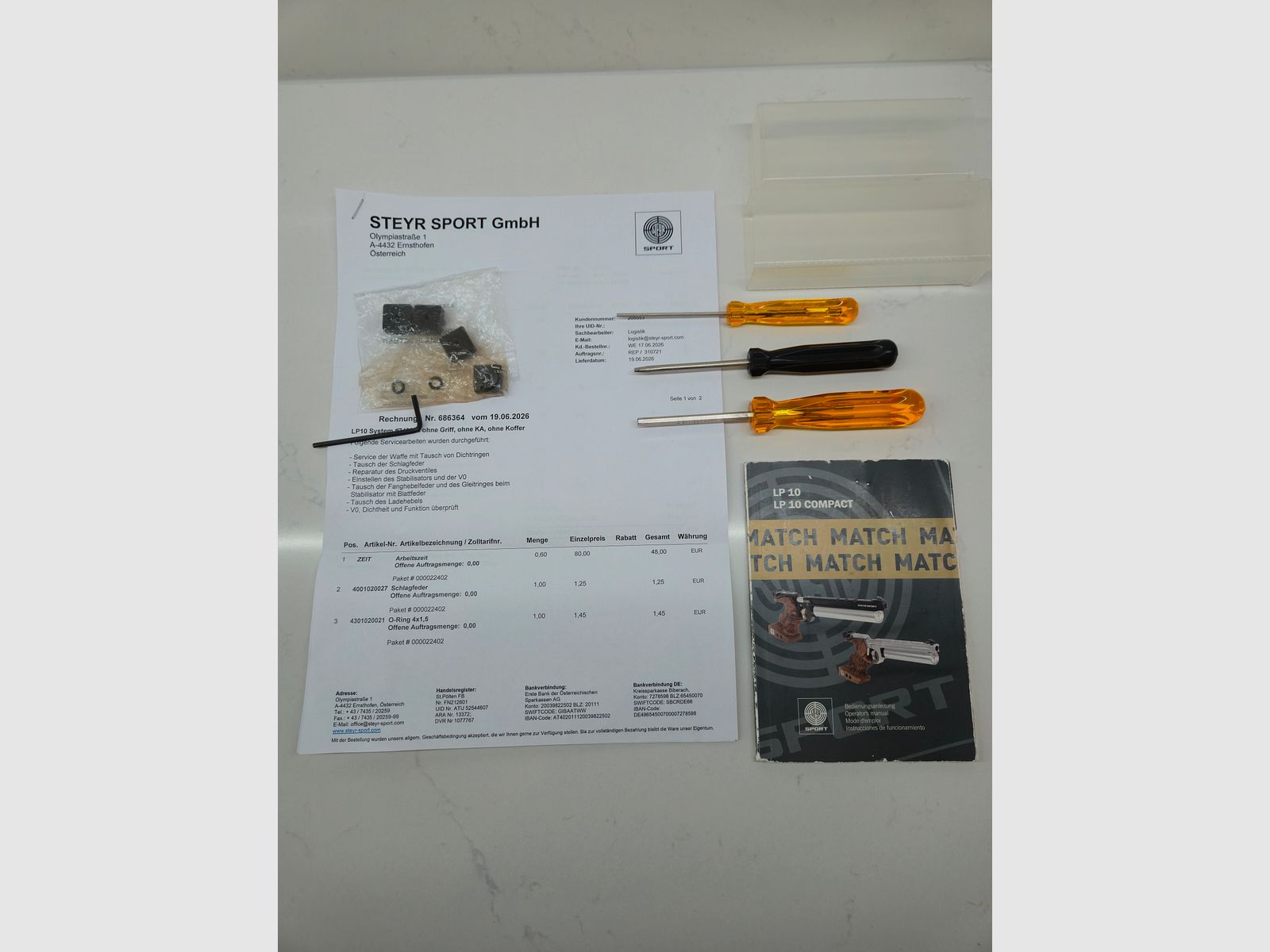 Luftpistole STEYR LP 10 ( LP10 ), Service & Dichtungstausch NEU + TÜV 2032
