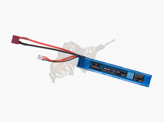 Nimrod Airsoft LiPo Akku 7.4V 1300mAh, 25C Stock Tube Type - T-Plug
