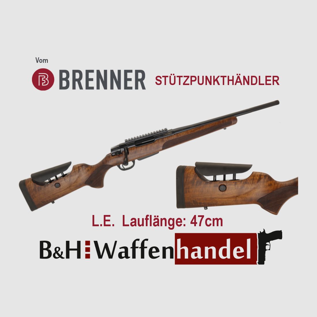 New weapon, in stock: Repeating rifle Brenner BR 20 L.E. adjustable buttstock, barrel length 47cm, black bolt & chamber handle hunting repeater