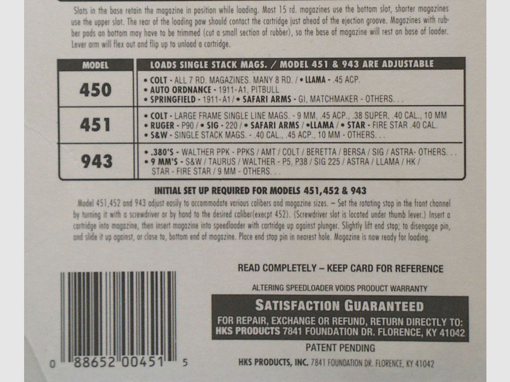 HKS Speed Loader Magazine Model 451