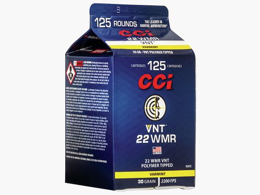 CCI VNT .22 WMR 30GR Polymer Tip 125 cartucce