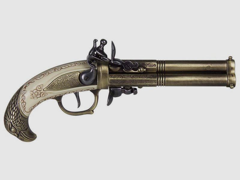 Pistola a percussione storica a tre canne