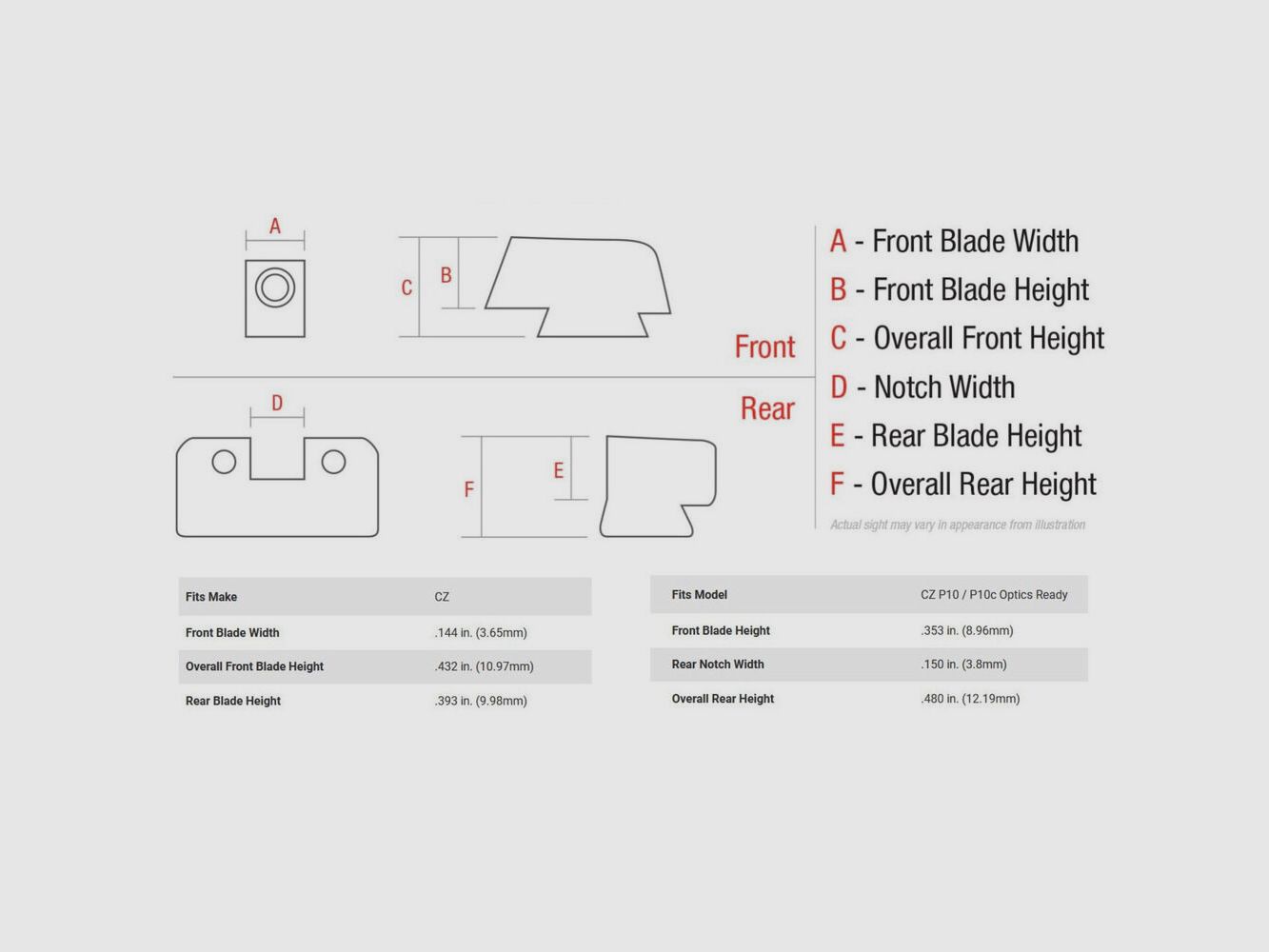 Visée Trijicon B&T Vert/Vert S CZ P10/P10C