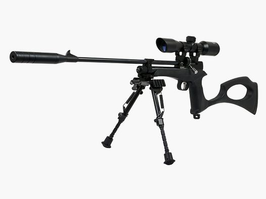 CO2 Pistole und Gewehr Diana Chaser Rifle Bipod Set SchalldĂ¤mpfer Zielfernrohr 4x32 Zweibein 9 Schuss Trommelmagazin Kaliber 4,5 mm (P18)