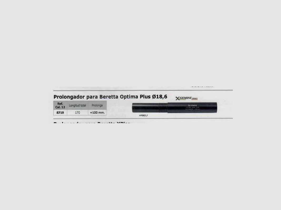 PROLONGATEUR GEMINI +100 POUR BERETTA OPTIMA PLUS