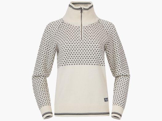 Bergans Alvdal Wool Half Zip Dames Vanille Wit/Stevig Donkergrijs L