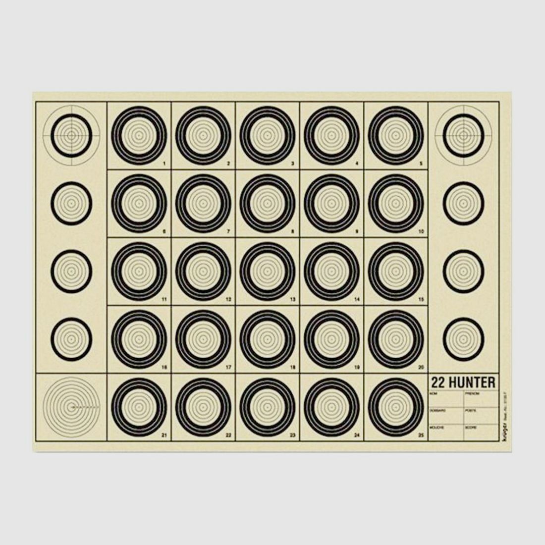 Bersaglio Benchrest 22 Hunter 42 x 29,7 cm A3 - Precisione Ottimale - Superficie Resistente - Per Allenamento di Tiro