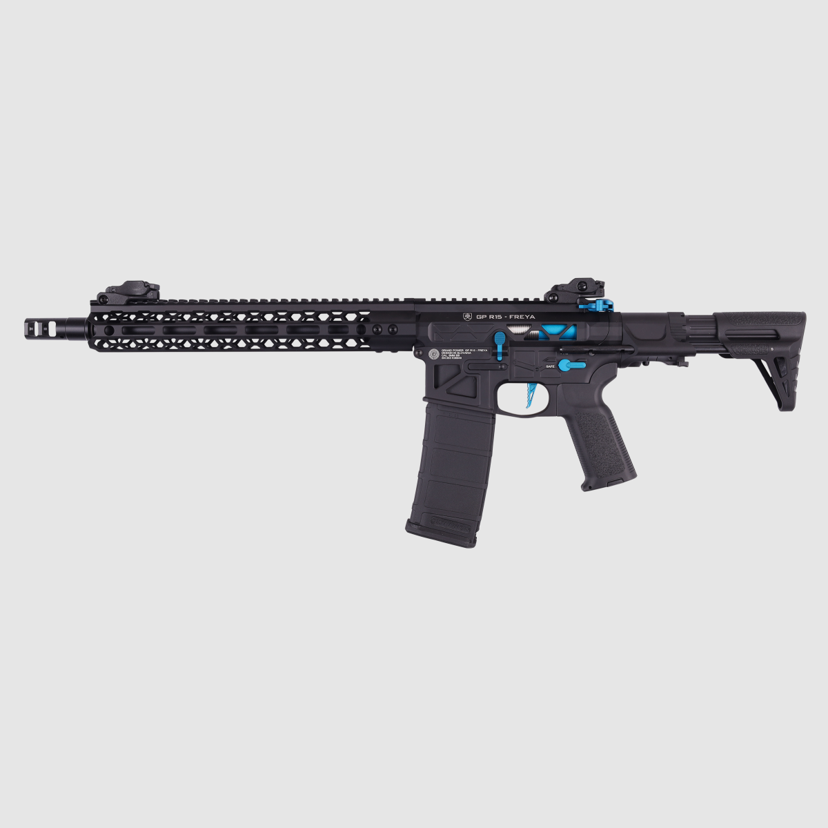 GP R15 FREYA HEXAGON Skeleton 12,5" PDW gen.2 M-LOK Czarny/Niebieski S-AEG Wolny od 18 lat -F- | Delta Armory