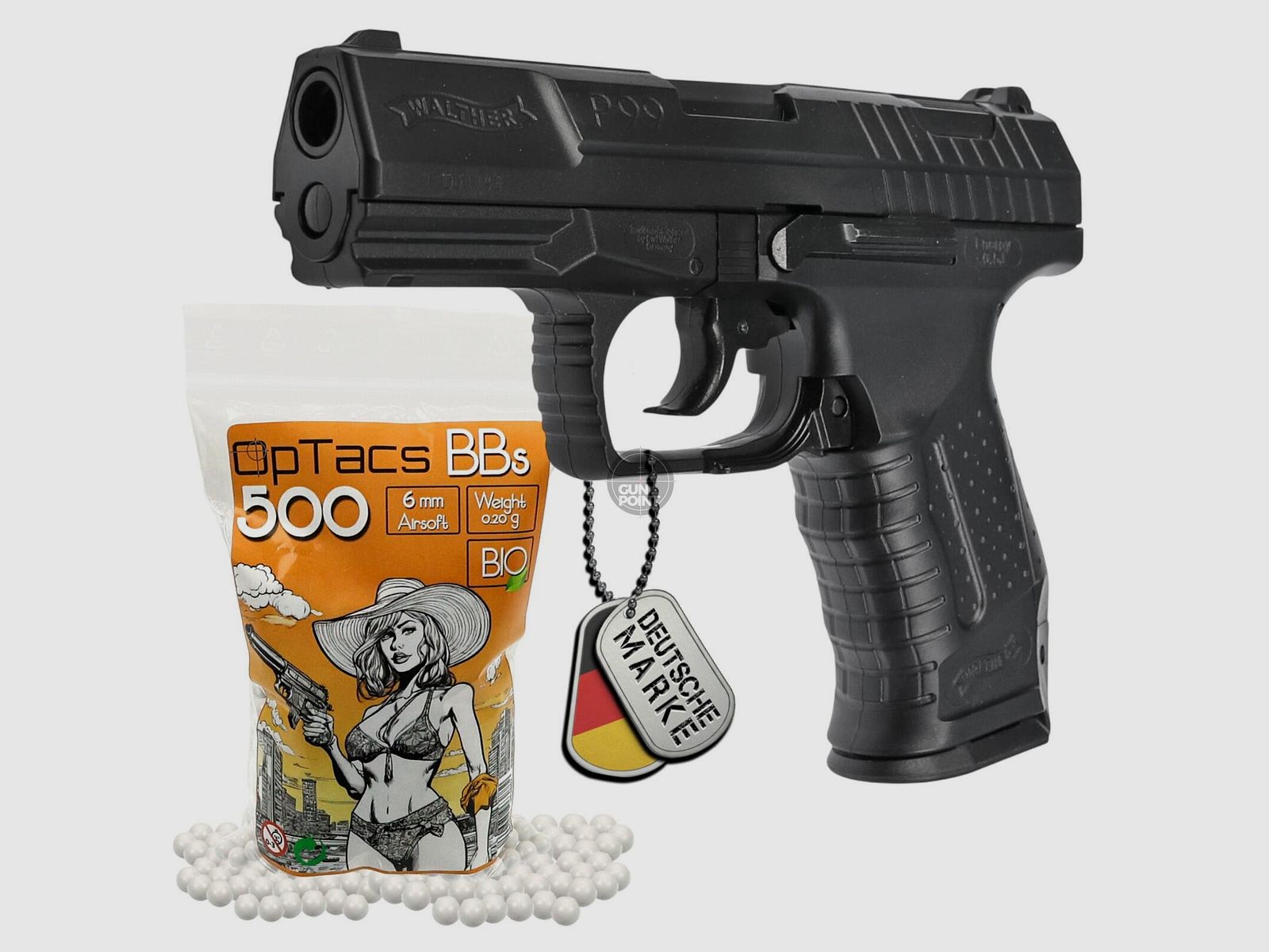 SET Softair Pistole - Walther P99 - unter 0,5 J, inkl. 600 Schuss Munition