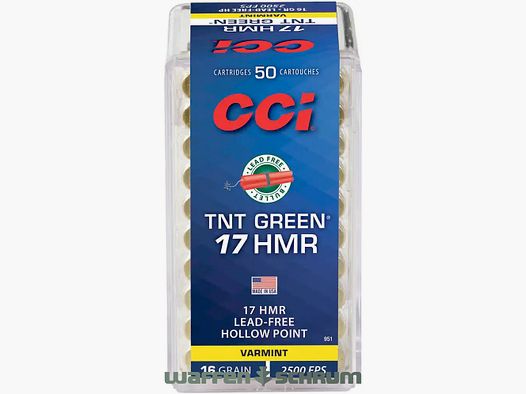 CCI TNT Green HP 16grs. - 1.0g .17HMR