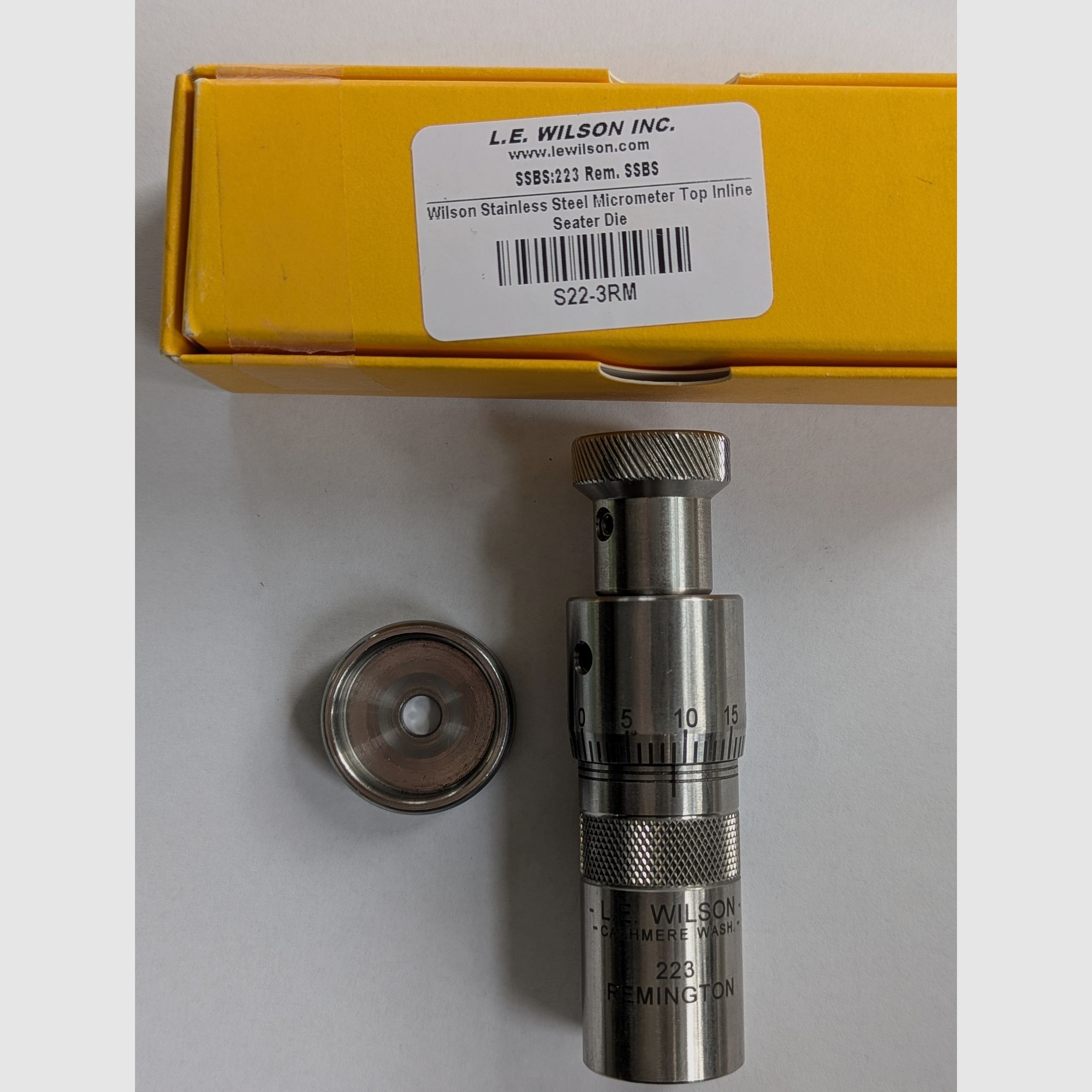 Wilson Benchrest Setzmatrize .223 Rem mit Mikrometerschraube – Stainless