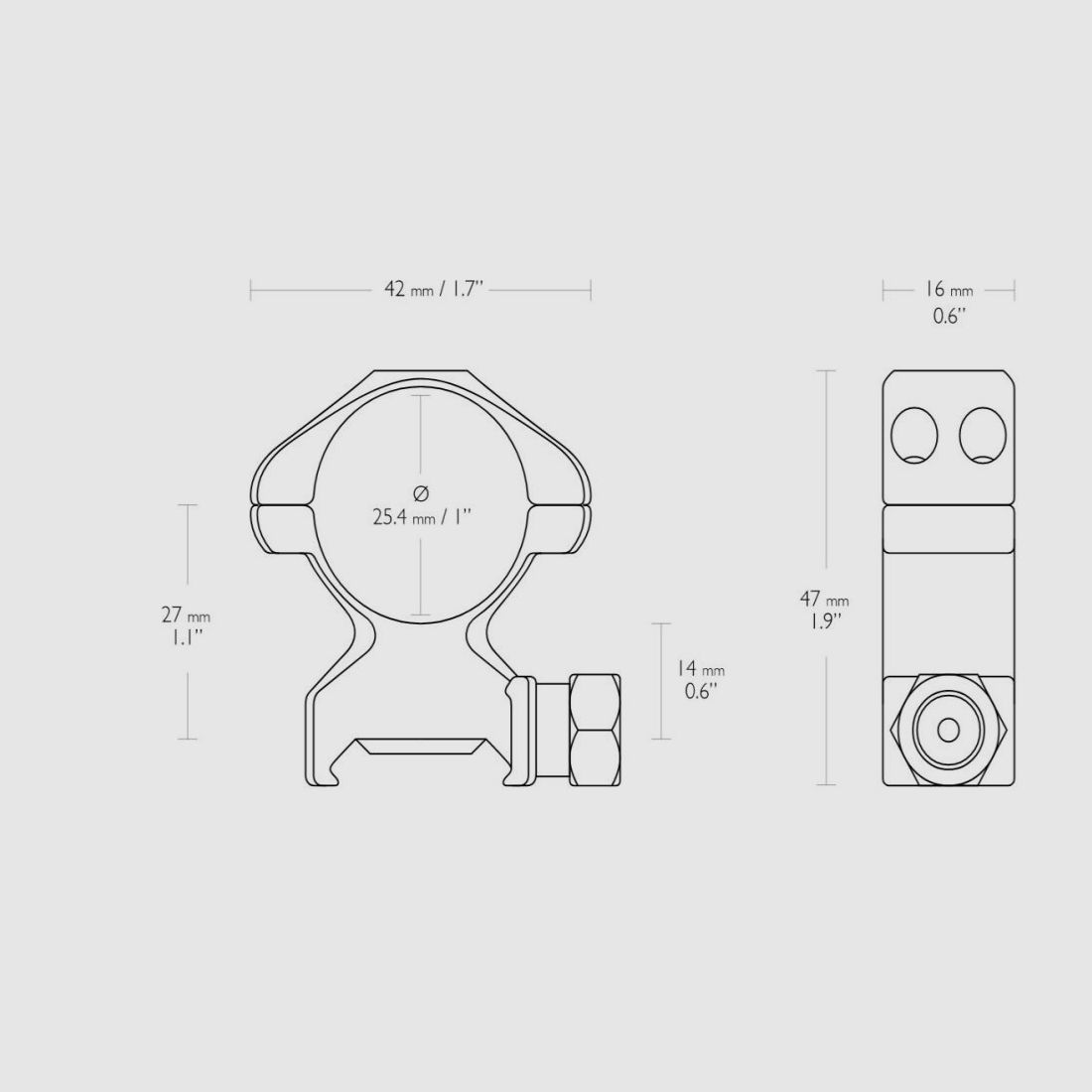 HAWKE Precision Steel Ring Mounts 1"/25,4mm, High, Weaver