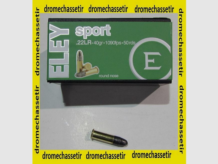 Scatola da 50 cartucce cal. 22lr, Eley Sport, punta tonda 40 grani