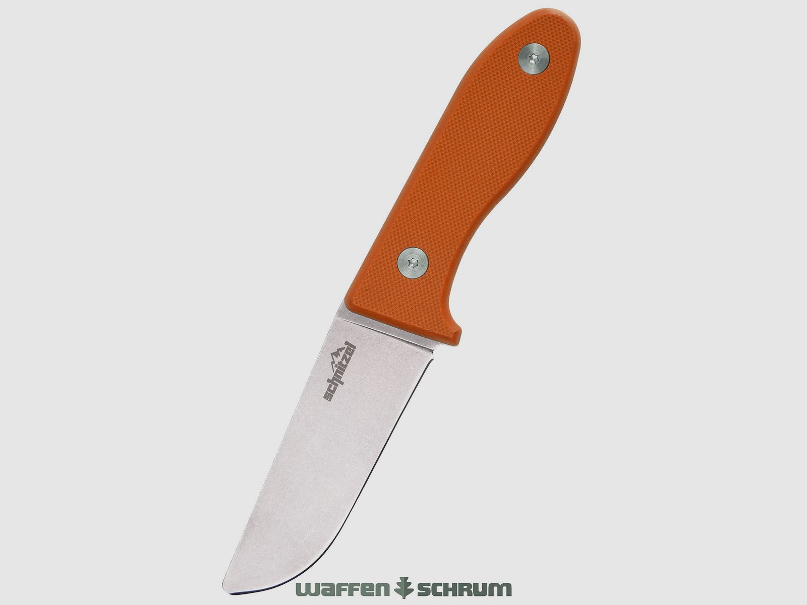 Couteau pour enfants Schnitzel UNU orange en acier inoxydable 8Cr13Mov avec finition stonewash y compris étui en Kydex (noir)