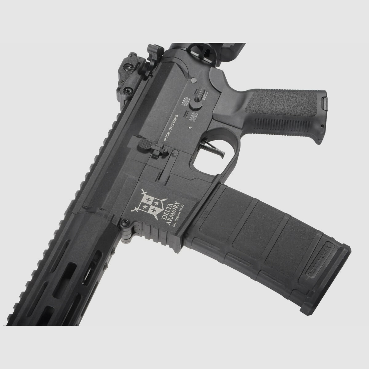 Delta Armory M4 AR15 M-LOK 10 Zoll CHARLIE GATE PULSAR HPA Airsoft Gewehr in Schwarz
