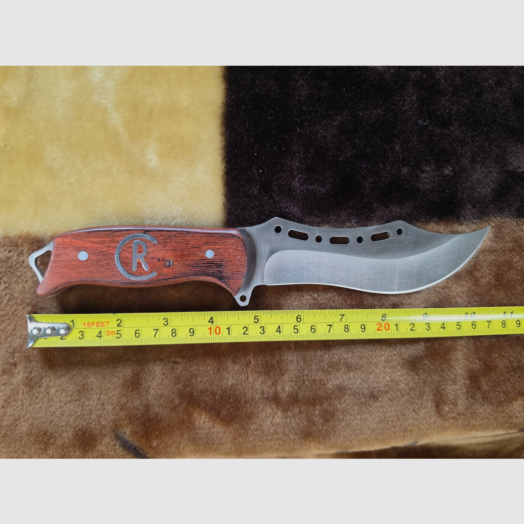 Massives Outdoor-, Jagd- & Skinningmesser mit Holzgriff und Schwungvoller Klinge – Edler & Robuster Begleiter für Bushcraft & Jagd, Bild 4 von 4