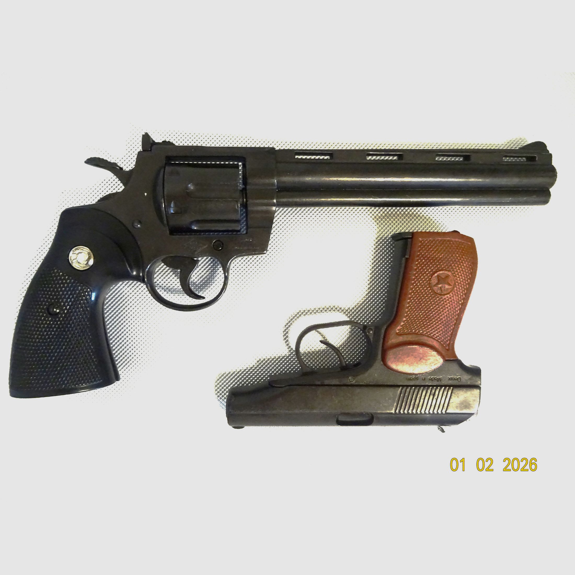 Ensemble d'armes modèles, revolver Colt Python, pistolet Makarov, réplique décorative Denix, de haute qualité !