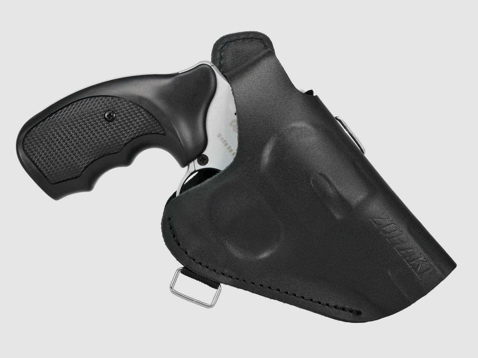 Leather holster for revolvers with 2.5″ barrel