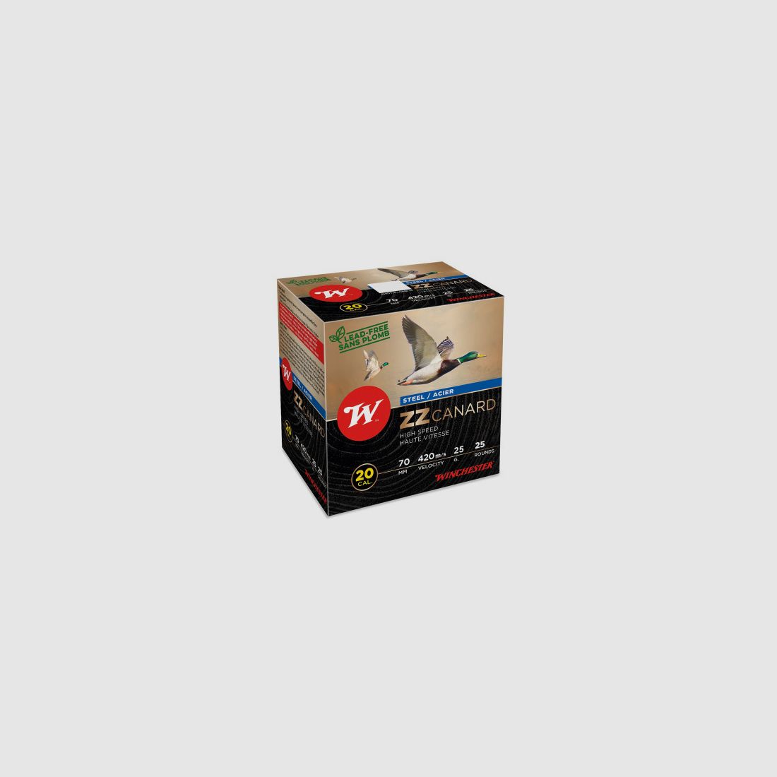 PACKUNG MIT 25 PATRONEN WINCHESTER ZZ ENTEN HOHE GESCHWINDIGKEIT STAHL 25G WAD KUPPEL KAL.20/70 BLEI 6 STAHL, Bild 2 von 3