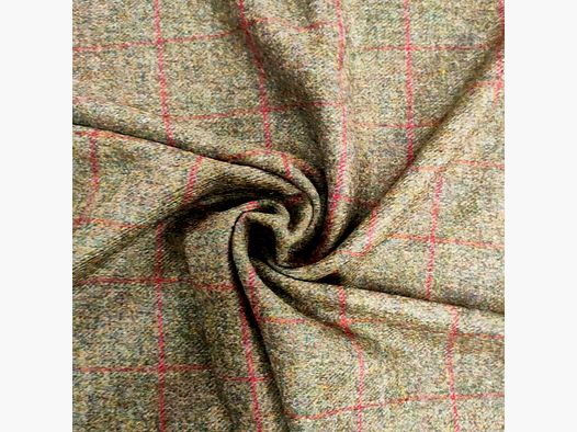 Tweed, green with red overcaros