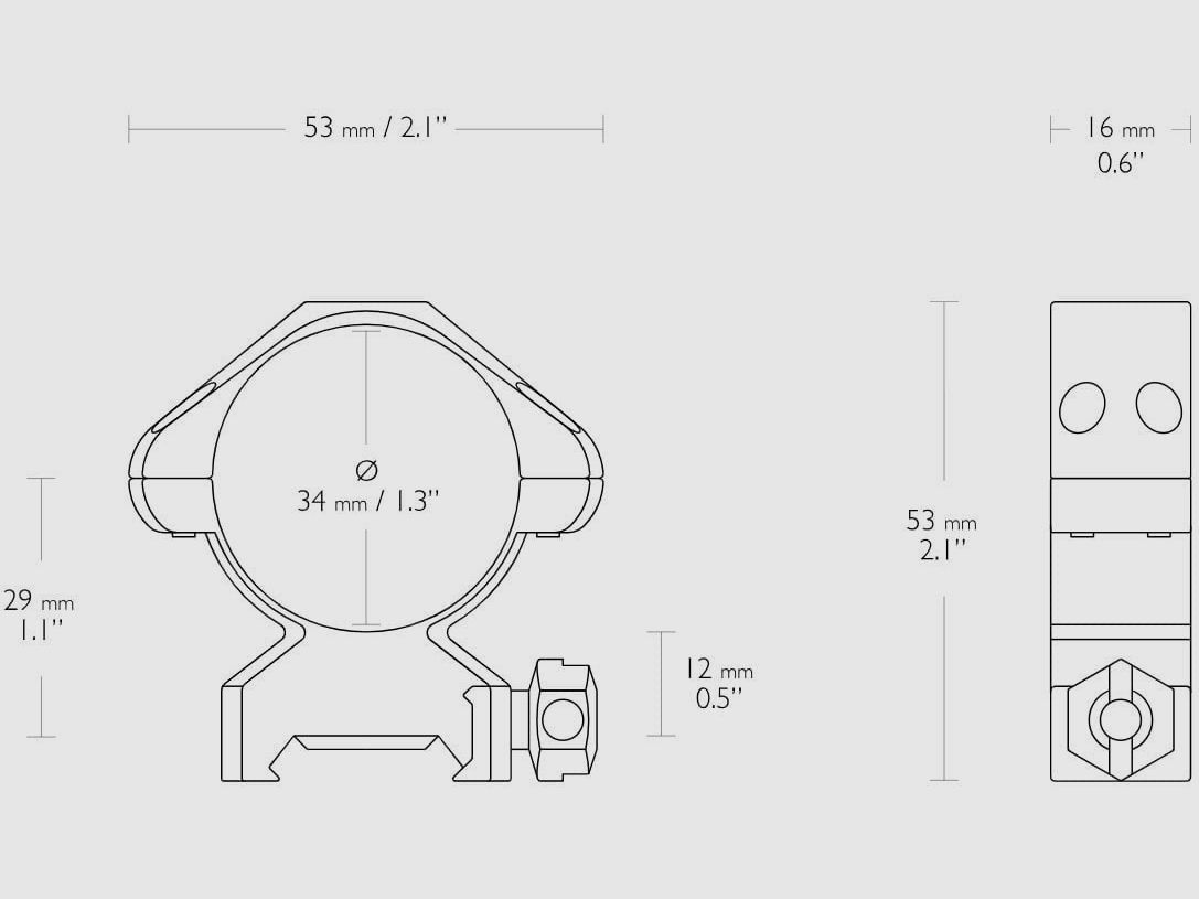 Hawke Precision Montaggio Fisso in Acciaio Weaver 34mm Due Pezzi Basso, immagine 2 di 2