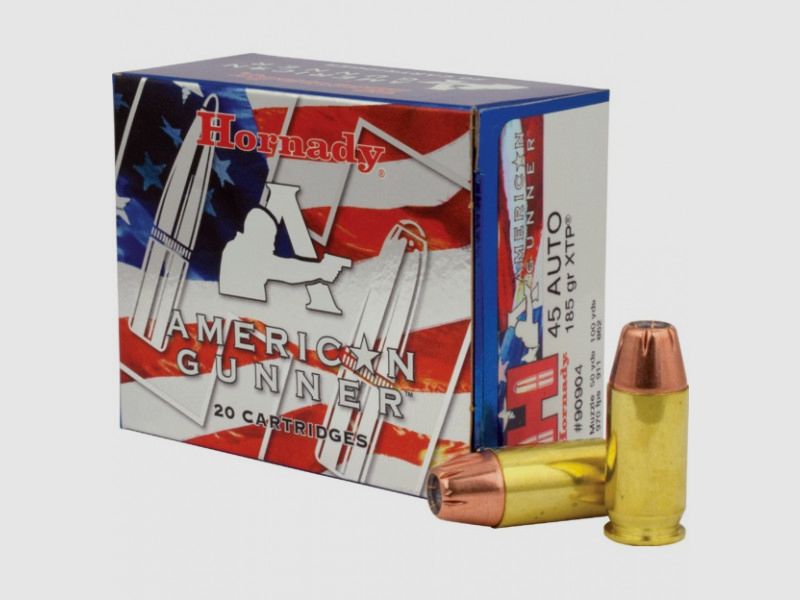 HORNADY AMERICAN GUNNER - .45 AUTO - 185 GRS. XTP - 20 ROUNDS