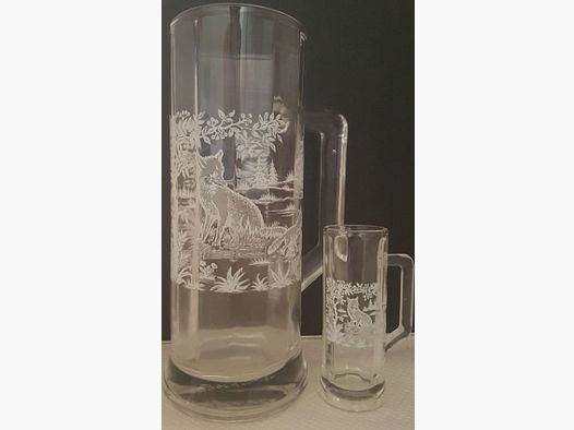 Oeil en verre avec tampon, motif renard