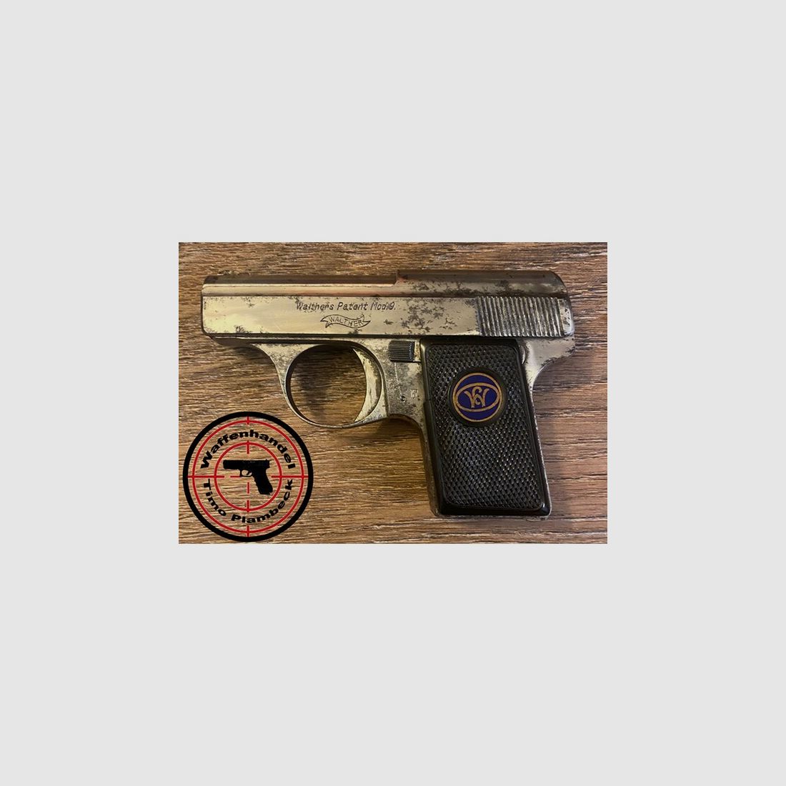 Sammlerwaffe: Waffenfabrik Walther Zella-Mehlis Mod. 9 vernickelt im Kaliber 6,35mm(Bullet)