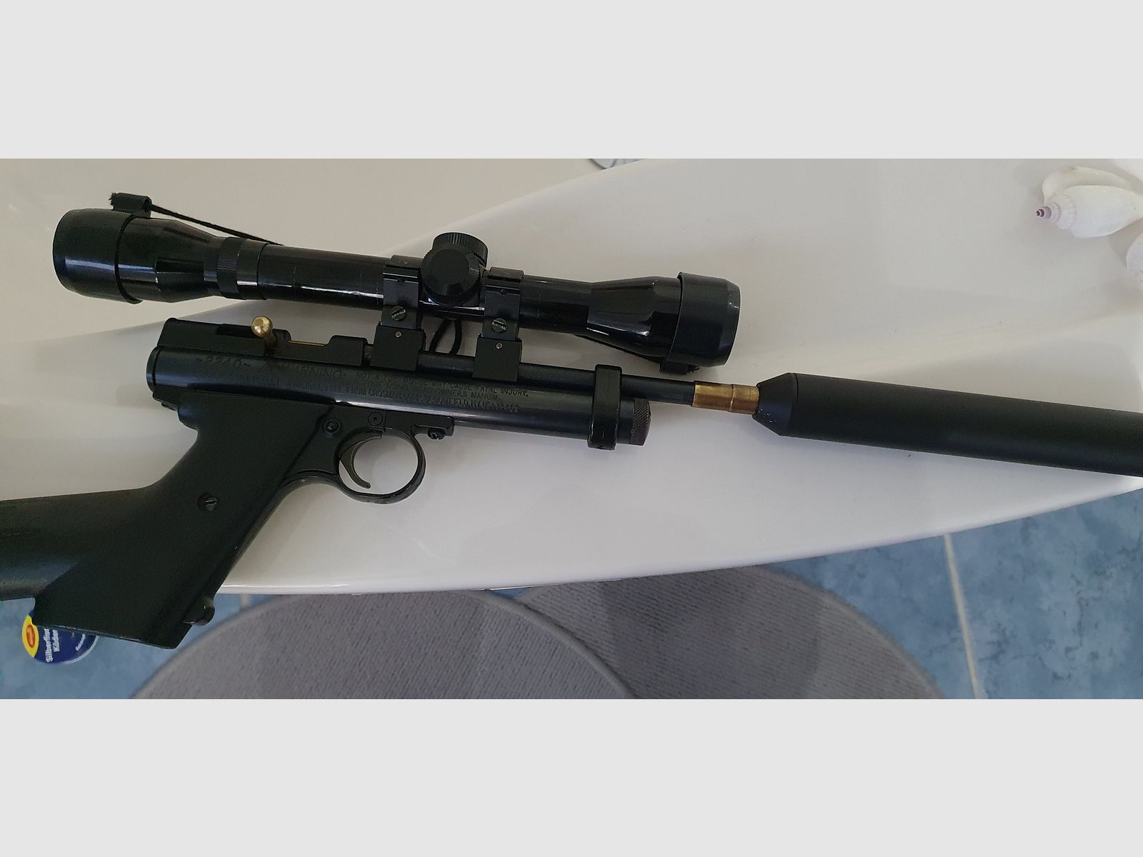 Crosman 2240 + Langschaft+Schalldämpfer (F)+ Zielvernrohr 4X32 Japan