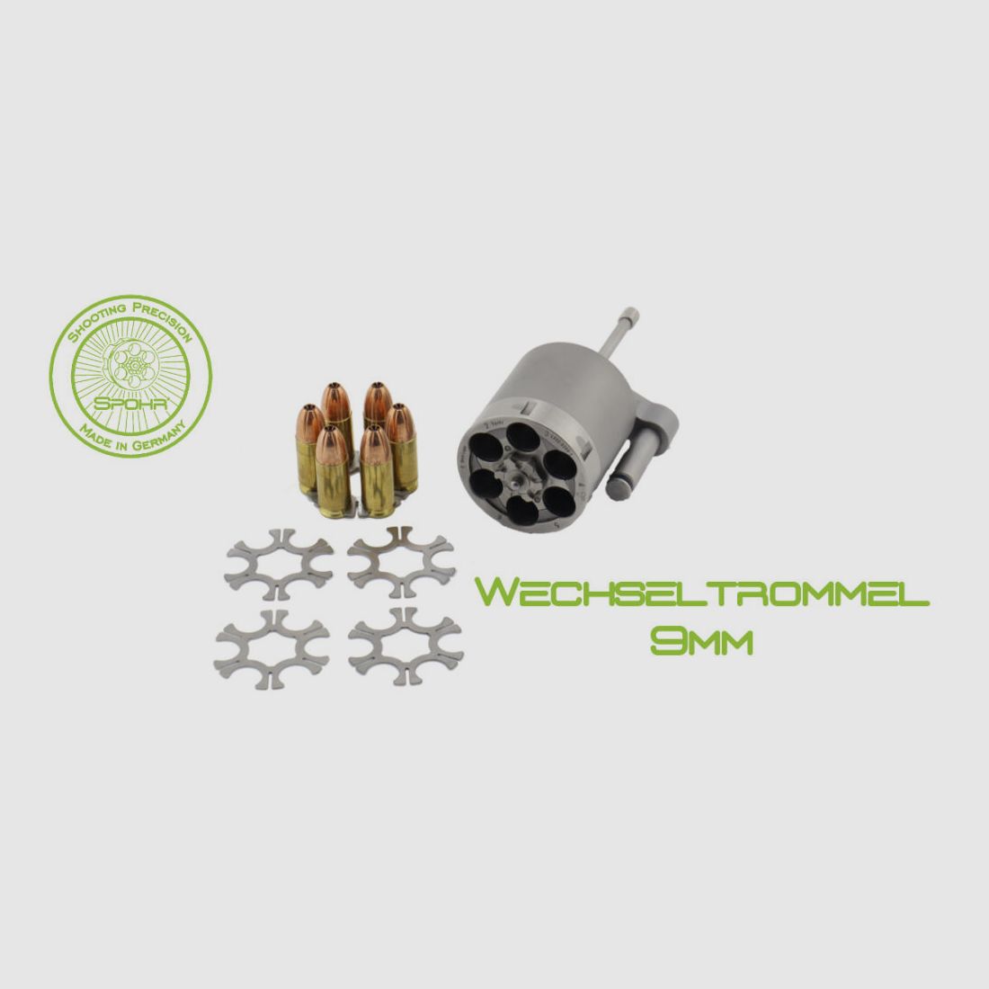 SPOHR L562 Standaard 6.0 RVS 6" Revolver met verwisselbare trommel 9mm Made in Duitsland