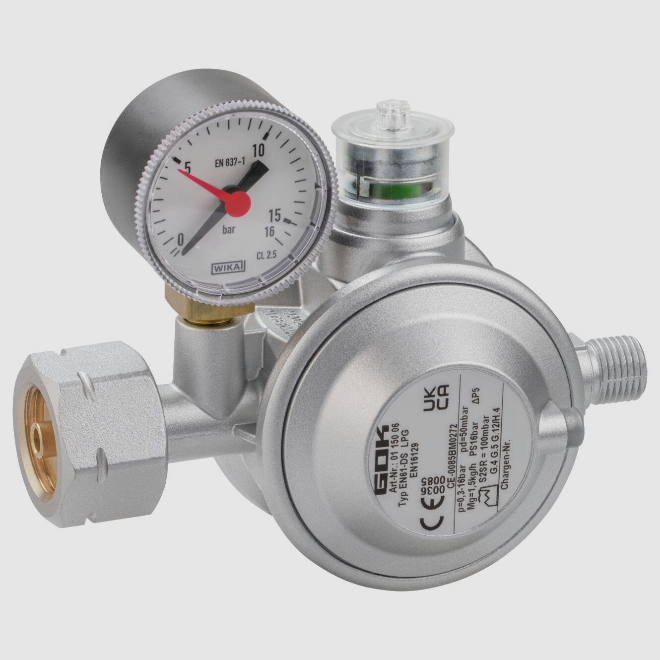 Gasregler 1,5 kg/h Komb.A x G1/4LH-KN UEDS Man.