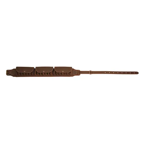 Aged Leather Cartridge Belt 20 Tubes with Flap