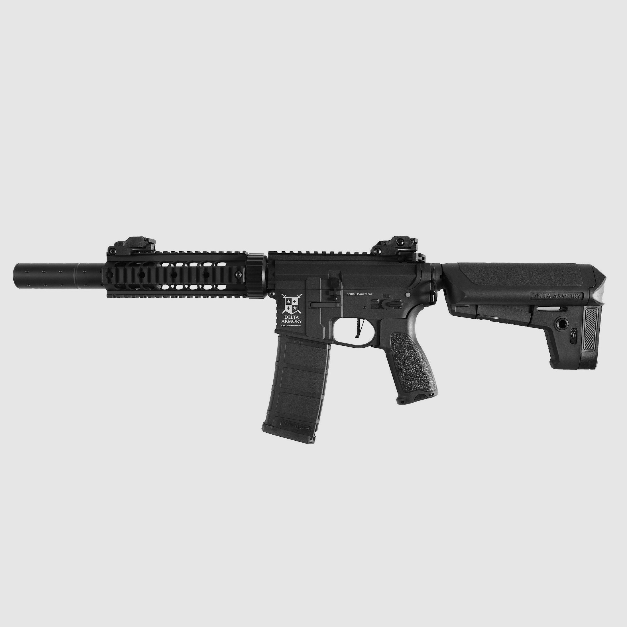 AR15 SilentOps 7 Zoll BRAVO Delta Armory Schwarz S-AEG Airsoft Gewehr Frei ab 18 Jahren