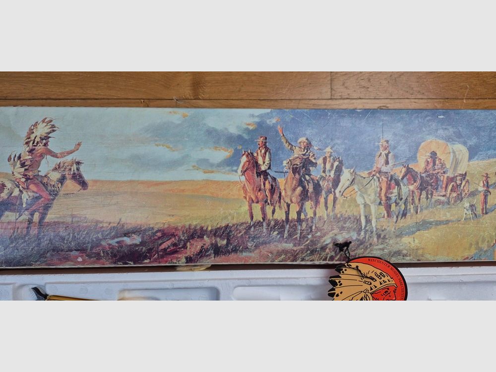 Schöne und sehr seltene Winchester Commémorative Typ 1894 in 22LR – Modell 94 22 Sammler « CHEYENNE » – 5000 Exemplare (!) – Waffe von 1977 – 9 Schuss – SELTEN Originalbox in TBE – Zustand nahezu neu – TBE+, Bild 32 von 38